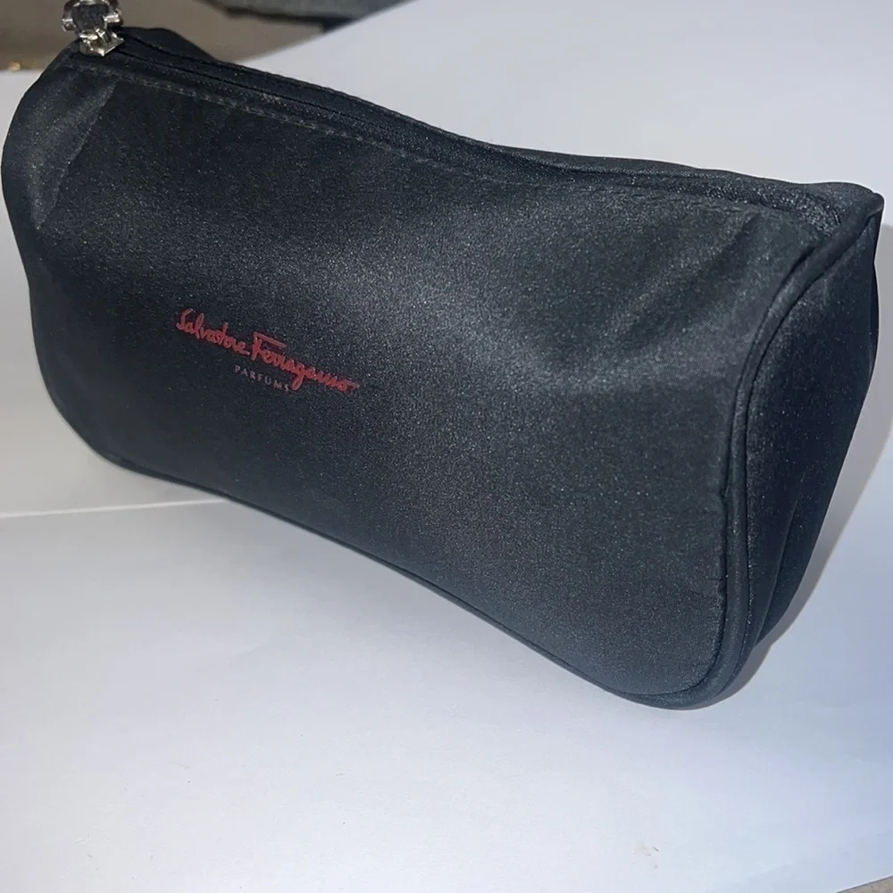 Salvatore Ferragamo Black Cosmetics Clutch Pouch